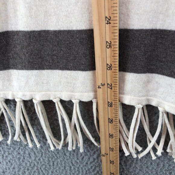 Chicos Sweater Womens 3 US Extra Large Ivory Striped Zenergy Tassel Cowl Fringe - Picture 9 of 10